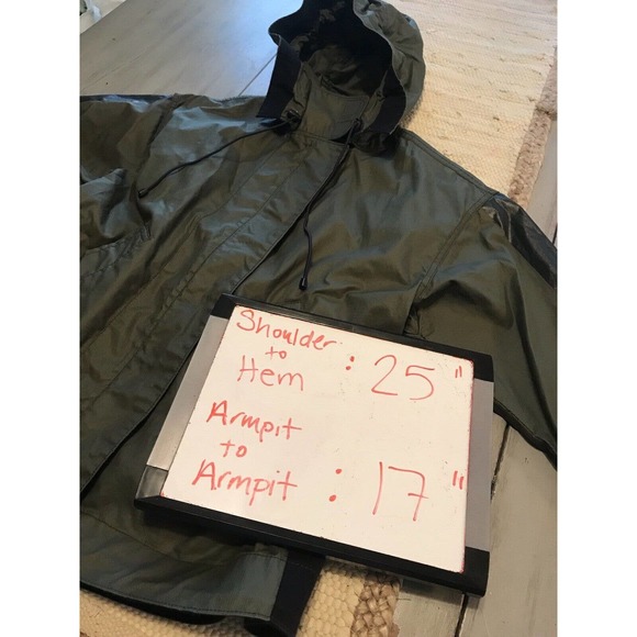 J Crew Olive Green Black Coated Military Utility Cinch Jacket Sz XXS Oversized - Picture 9 of 15